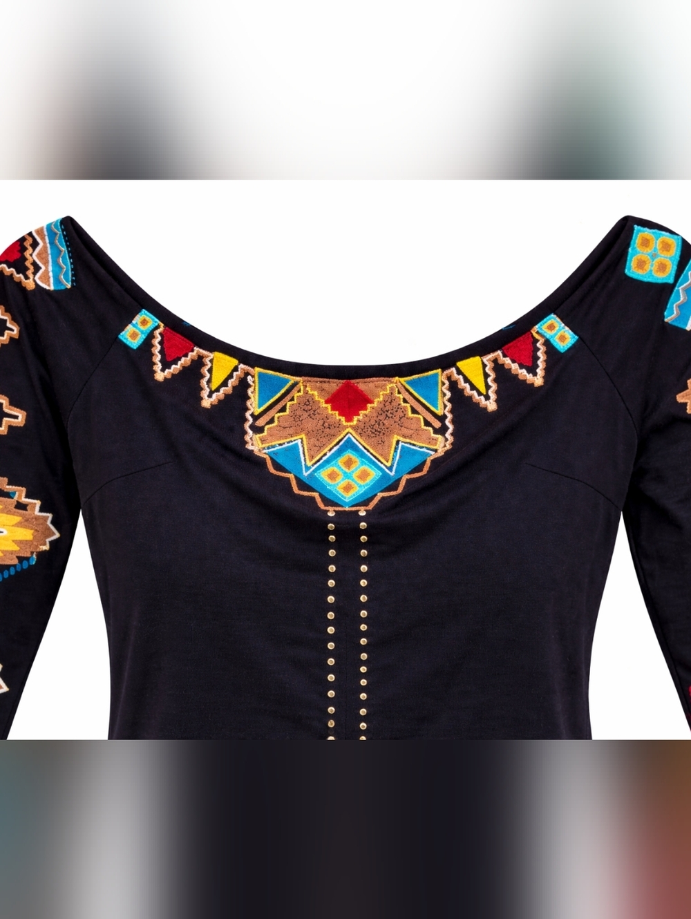 Vintage Southwestern Embroidered Beaded Western Top XS Musketeer Aztec Boho - Picture 3 of 9